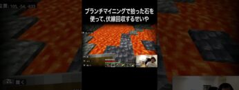ブランチマイニングで拾った石を使って、伏線回収するせいや #イニミニ切り抜き #shorts  #マイクラ